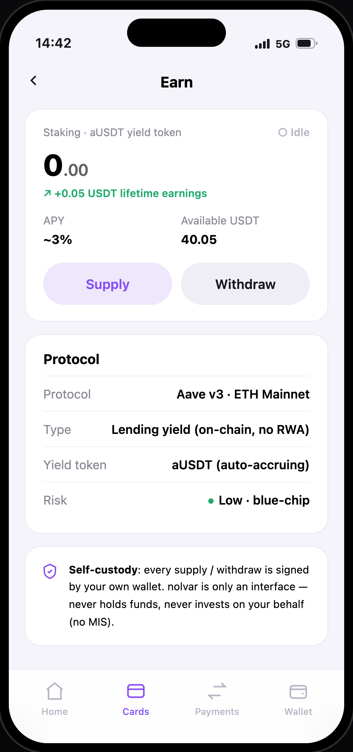 nolvar app — Earn with Aave