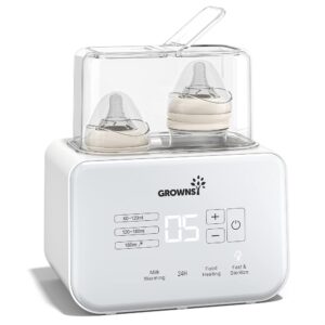 Grownsy 8-in-1 Fast Child Bottle Hotter with Timer for Breastmilk or Formulation, Accommodates 2 Bottles, Exact Temperature Management, Consists of Defrosting, Sterilizing, and Protecting…