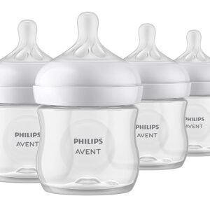 Philips AVENT 4-Pack Clear Pure Child Bottles with Pure Response Nipples, 4oz, Mannequin SCY900/04