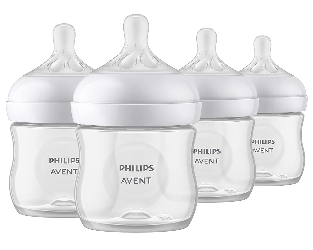 Philips AVENT 4-Pack Clear Pure Child Bottles with Pure Response Nipples, 4oz, Mannequin SCY900/04