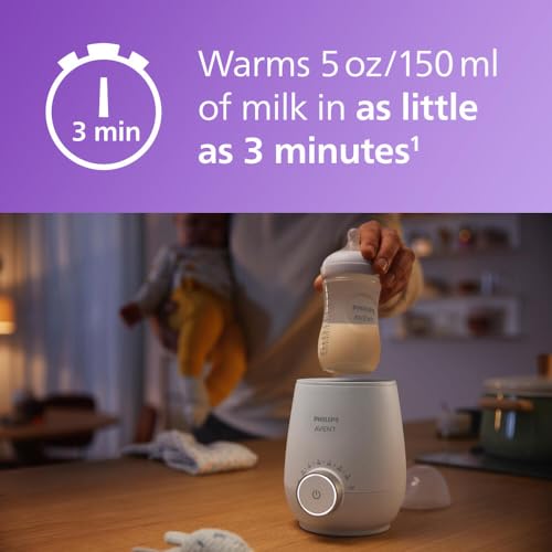 Philips Avent Premium Speedy Bottle Hotter with Sensible Temperature Management, Water Bathtub Expertise, and Automated Shut-Off - Mannequin SCF358